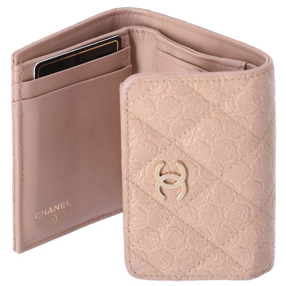 CHANEL Camellia Trifold Wallet A70301 Beige Leather - Picture 6 of 8